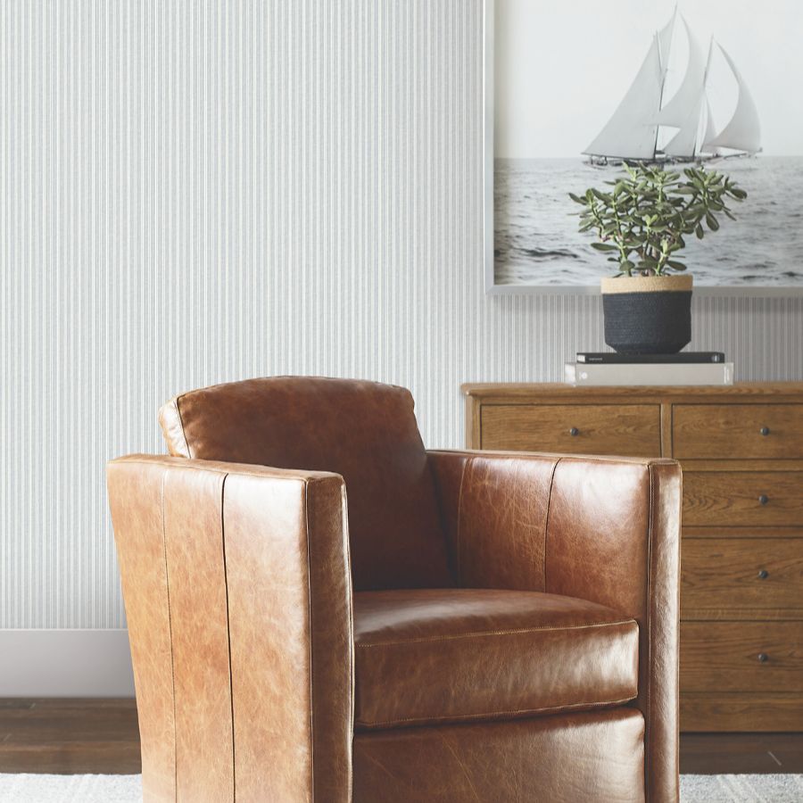 Purchase 4211-83542 | Private Reserve, Ticking Stripe Blue - Ronald Redding Wallpaper
