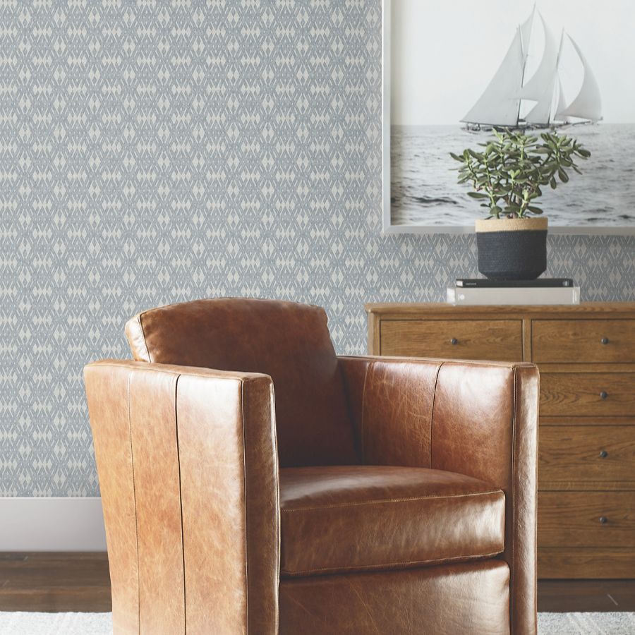 Purchase 4211-83546 | Private Reserve, Radcliffe Blue Diamond Motif - Ronald Redding Wallpaper
