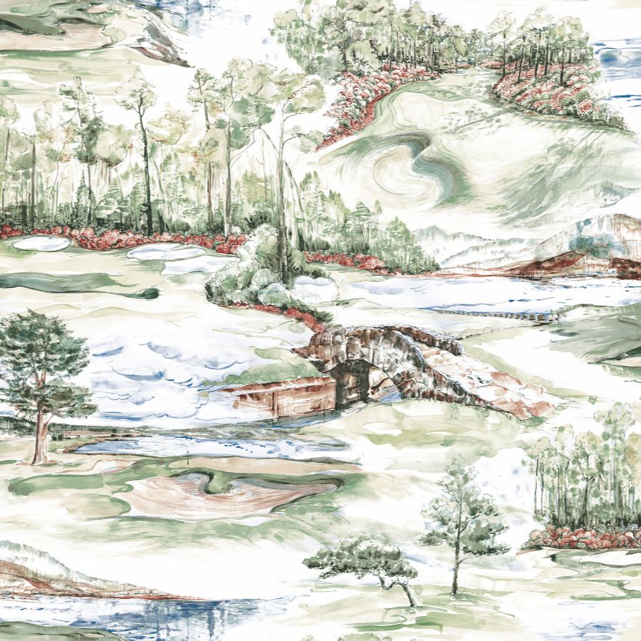 Purchase 4211-83552 | Private Reserve, Hole In One Multicolor Scenic - Ronald Redding Wallpaper