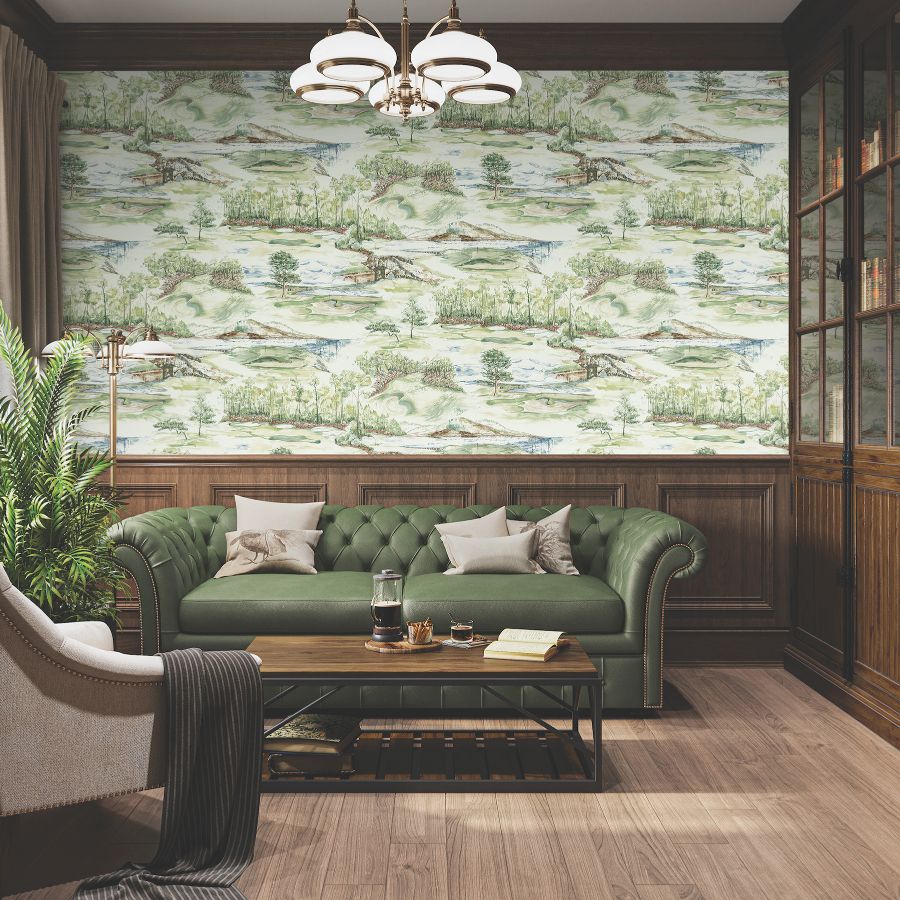 Purchase 4211-83552 | Private Reserve, Hole In One Multicolor Scenic - Ronald Redding Wallpaper