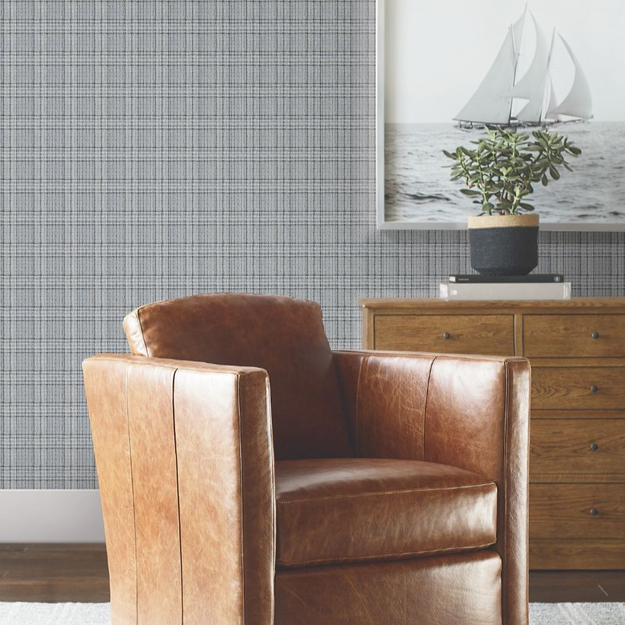 Purchase 4211-83555 | Private Reserve, Harrington Plaid Blue - Ronald Redding Wallpaper