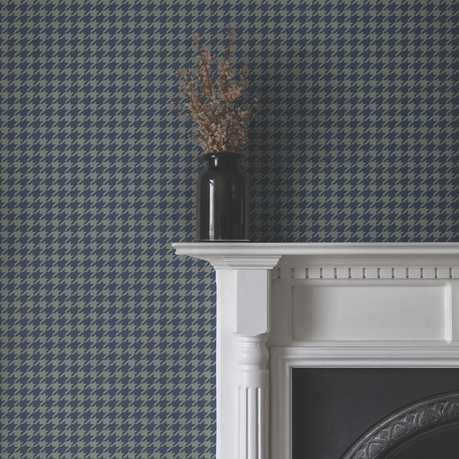 Purchase 4211-83559 | Private Reserve, Watson Sea Green Houndstooth - Ronald Redding Wallpaper