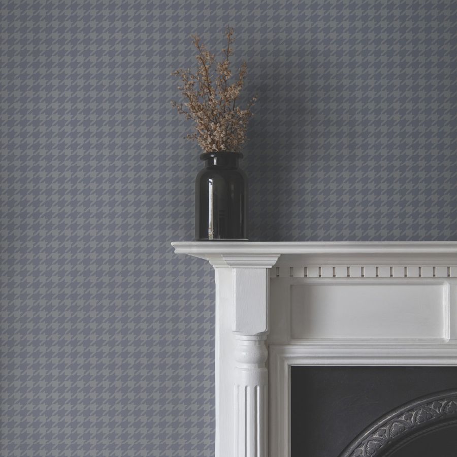 Purchase 4211-83560 | Private Reserve, Watson Blue Houndstooth - Ronald Redding Wallpaper