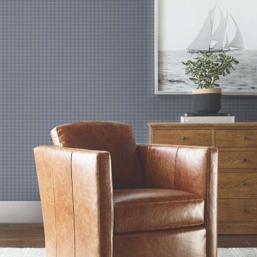 Purchase 4211-83560 | Private Reserve, Watson Blue Houndstooth - Ronald Redding Wallpaper