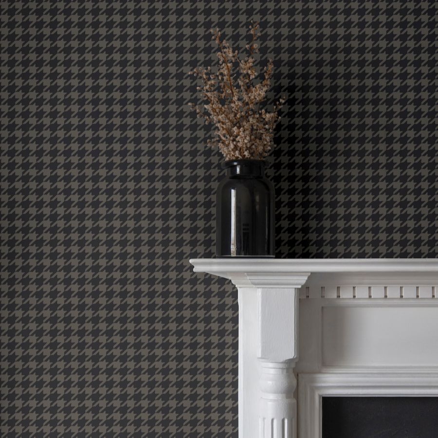 Purchase 4211-83561 | Private Reserve, Watson Black Houndstooth - Ronald Redding Wallpaper
