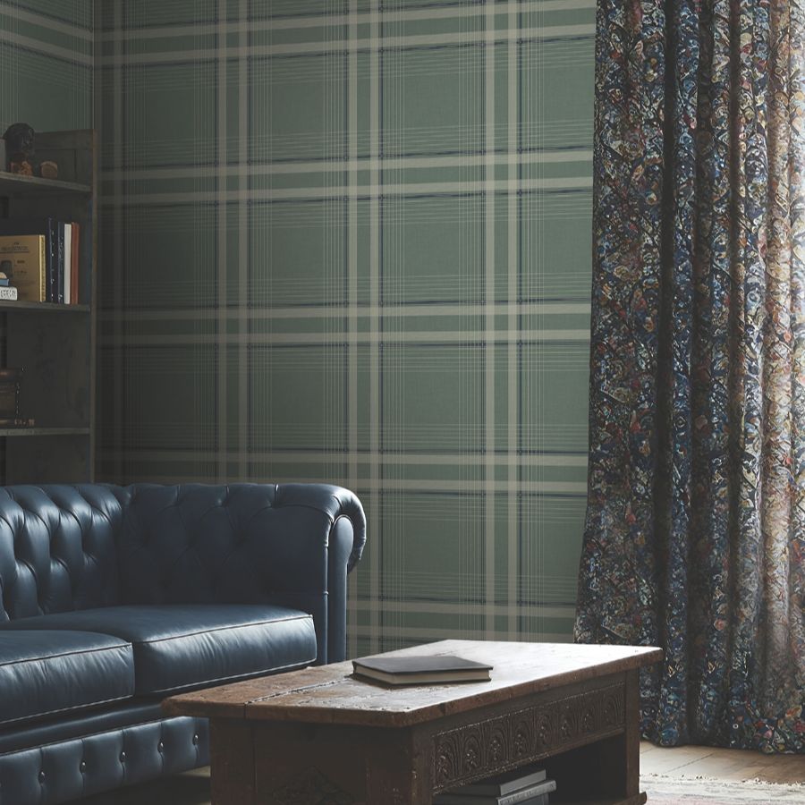 Purchase 4211-83563 | Private Reserve, Country Club Plaid Green - Ronald Redding Wallpaper