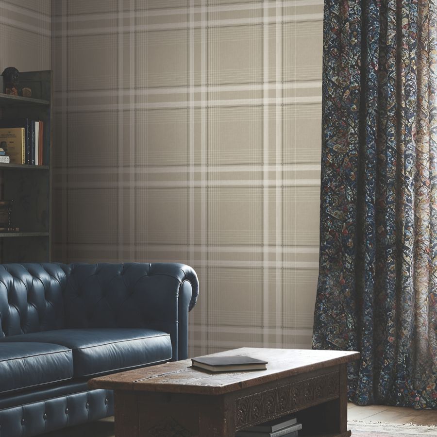 Purchase 4211-83564 | Private Reserve, Country Club Plaid Taupe - Ronald Redding Wallpaper