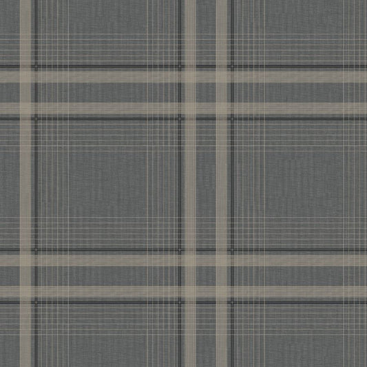 Purchase 4211-83565 | Private Reserve, Country Club Plaid Charcoal - Ronald Redding Wallpaper
