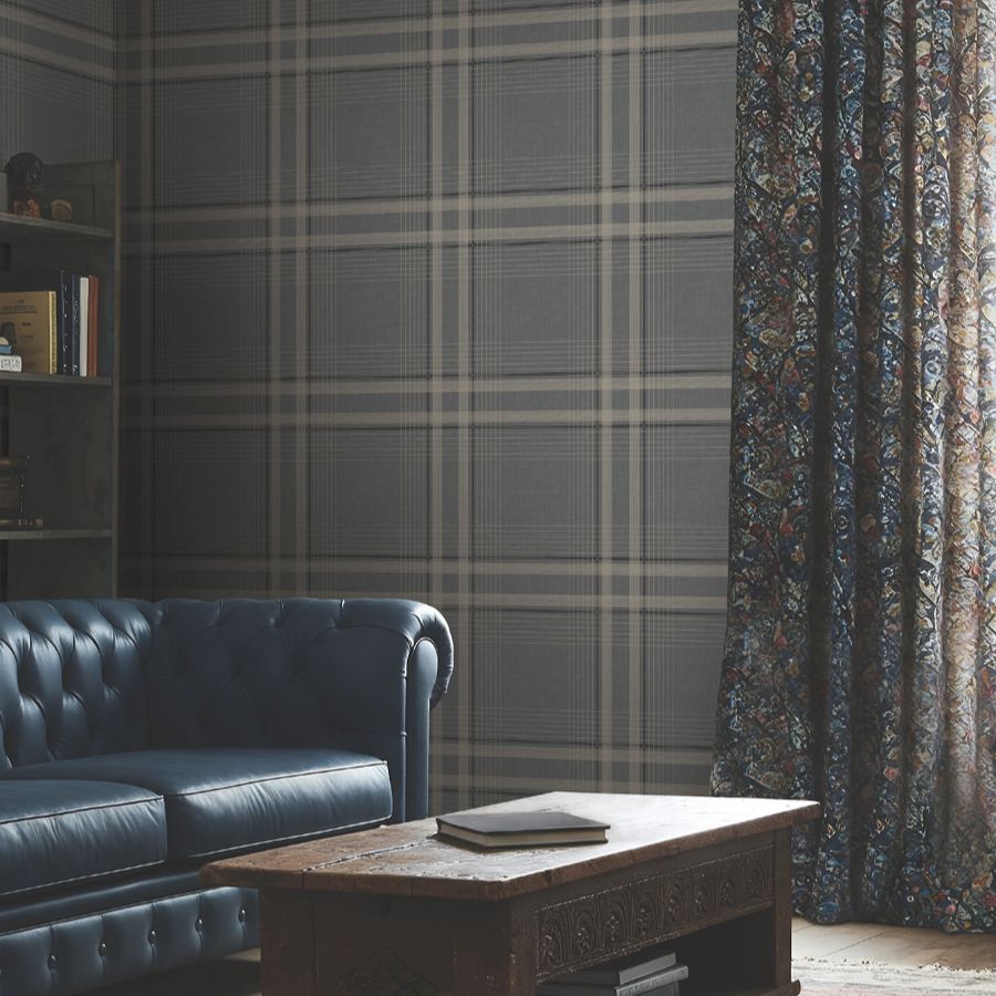 Purchase 4211-83565 | Private Reserve, Country Club Plaid Charcoal - Ronald Redding Wallpaper