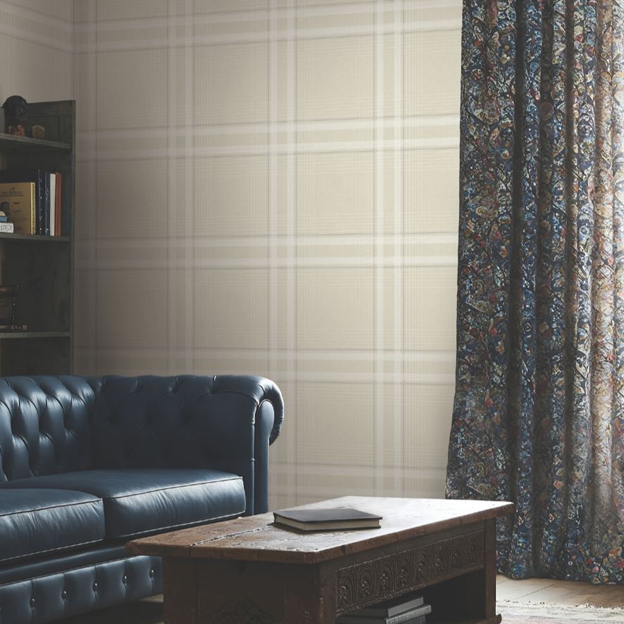 Purchase 4211-83566 | Private Reserve, Country Club Plaid Beige - Ronald Redding Wallpaper