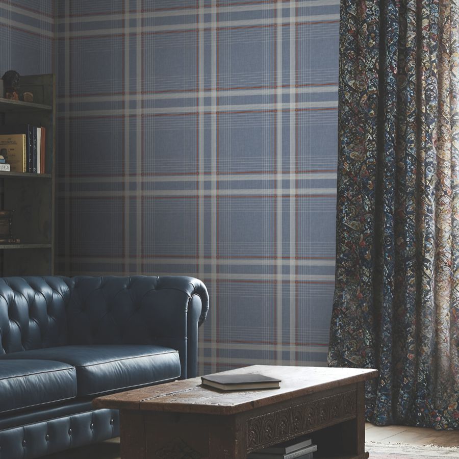 Purchase 4211-83567 | Private Reserve, Country Club Plaid Denim - Ronald Redding Wallpaper