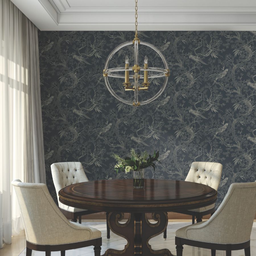 Purchase 4211-83569 | Private Reserve, Regal Ridge Dark Blue Trailing Tree - Ronald Redding Wallpaper