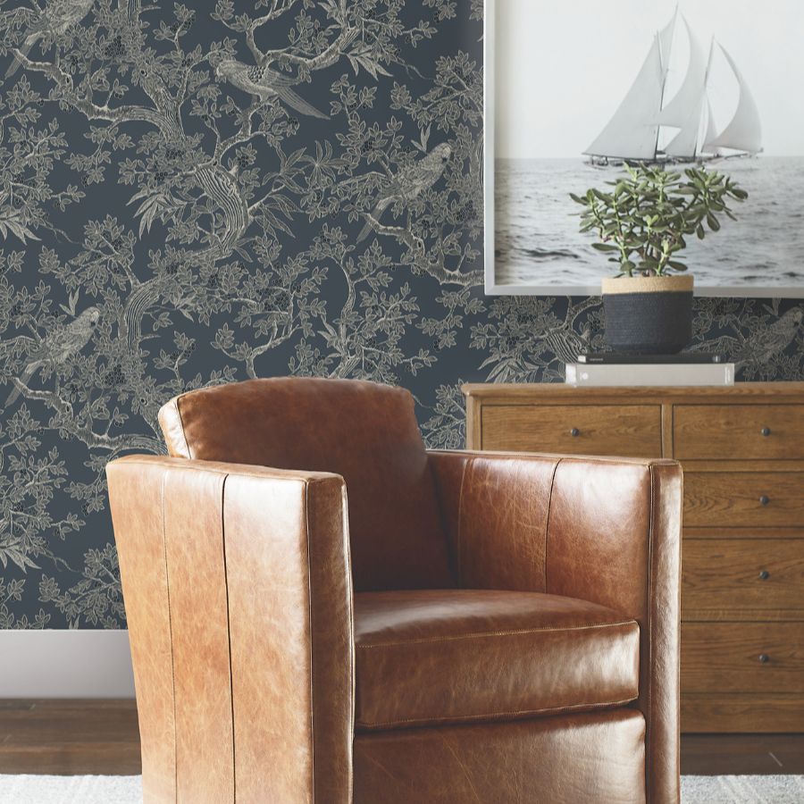 Purchase 4211-83569 | Private Reserve, Regal Ridge Dark Blue Trailing Tree - Ronald Redding Wallpaper