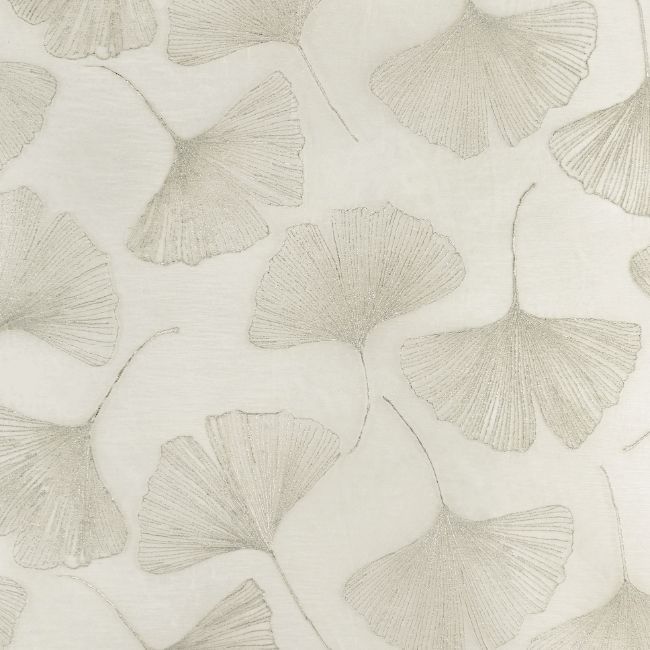 Sample - 4949.1101.0 | Gingko Leaf, Modern Luxe Silk Luster - Kravet Couture Fabric