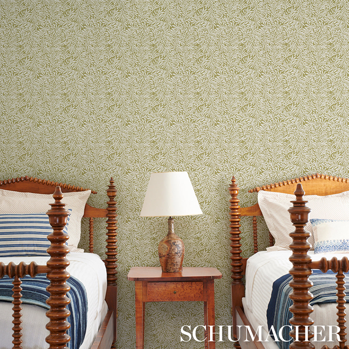 Purchase 5004137 | Willow Leaf, Moss - Schumacher Wallpaper