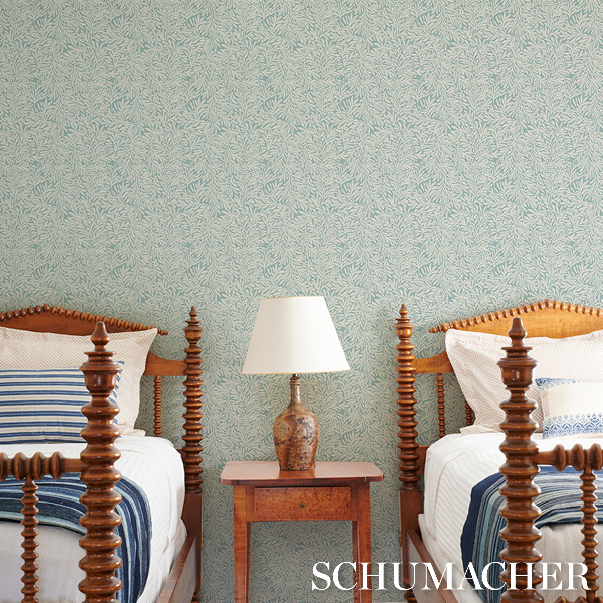 Purchase 5004139 | Willow Leaf, Aqua - Schumacher Wallpaper