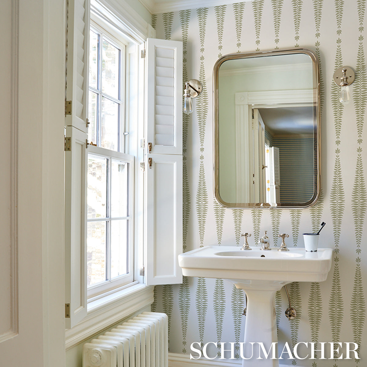 Purchase 5005076 | Fern Tree, Sage - Schumacher Wallpaper