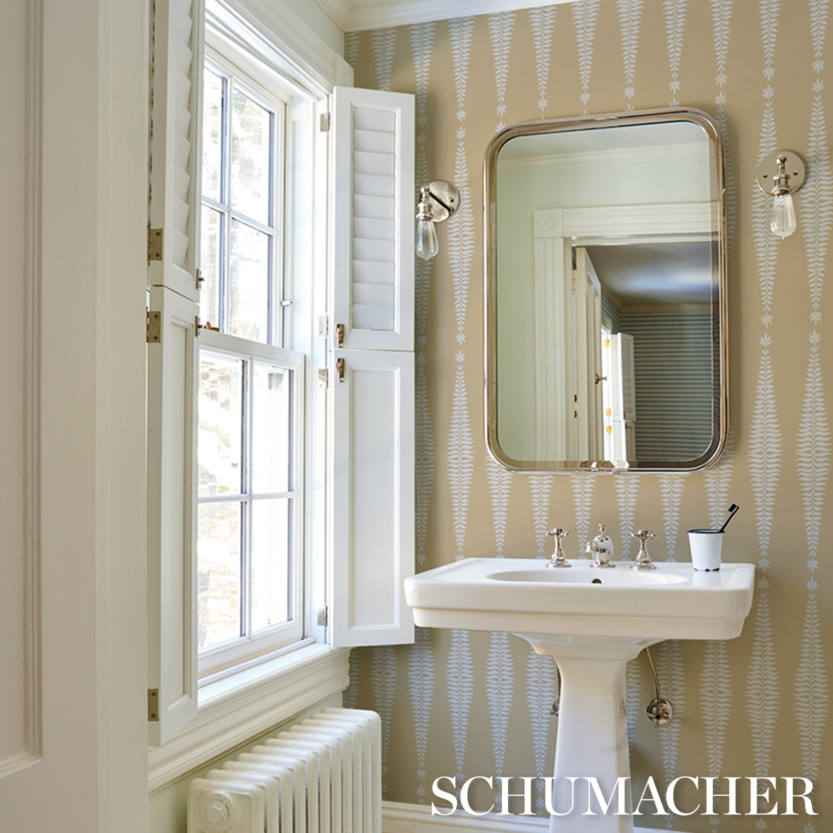 Purchase 5005078 | Fern Tree, Ochre - Schumacher Wallpaper