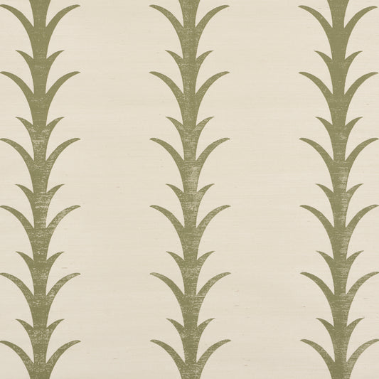Purchase 5006058 | Acanthus Stripe Sisal, Olive - Schumacher Wallpaper