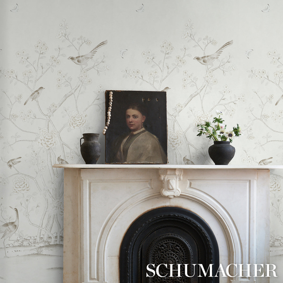 Purchase 5007122 | Chinois Palais Panel, Neutral - Schumacher Wallpaper