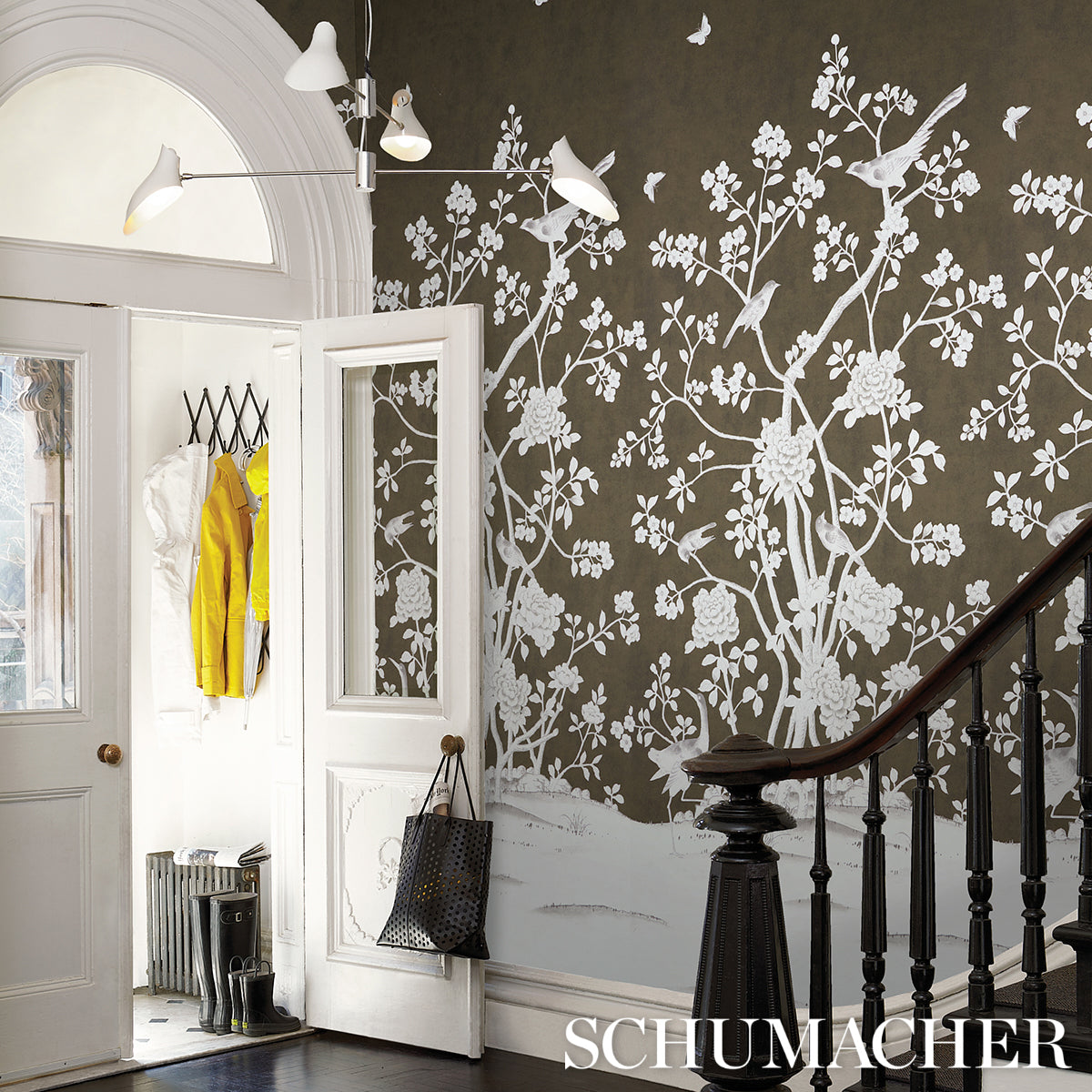 5007129 | Chinois Palais Panel, Chocolate - Schumacher Wallpaper