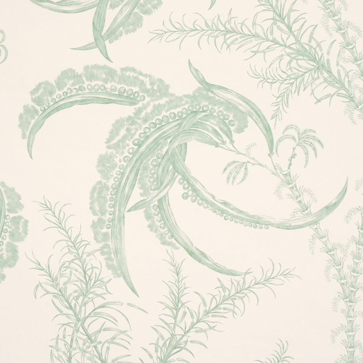 Purchase 5008721 | Ocean Toile, Eucalyptus On Linen - Schumacher Wallpaper