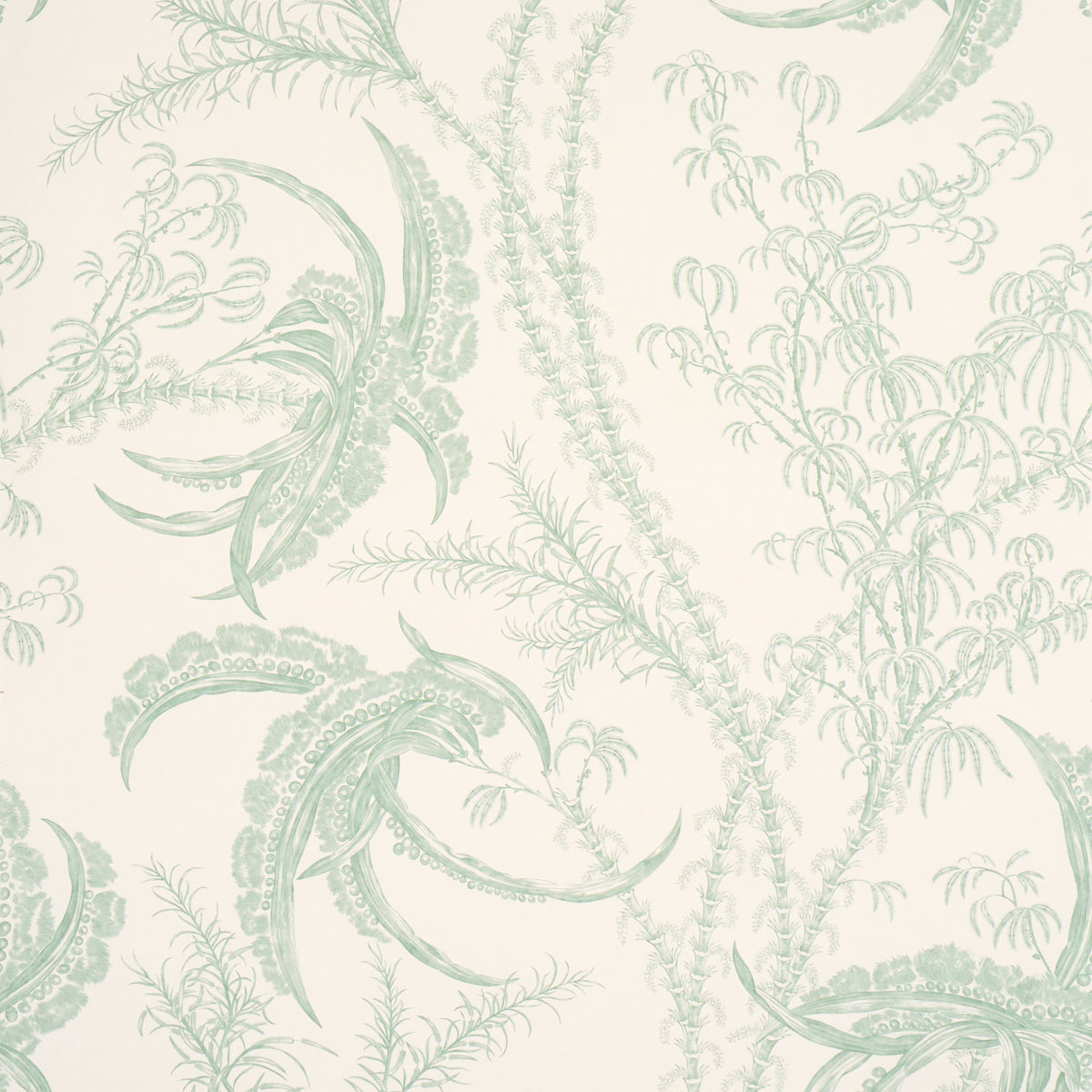 Purchase 5008721 | Ocean Toile, Eucalyptus On Linen - Schumacher Wallpaper