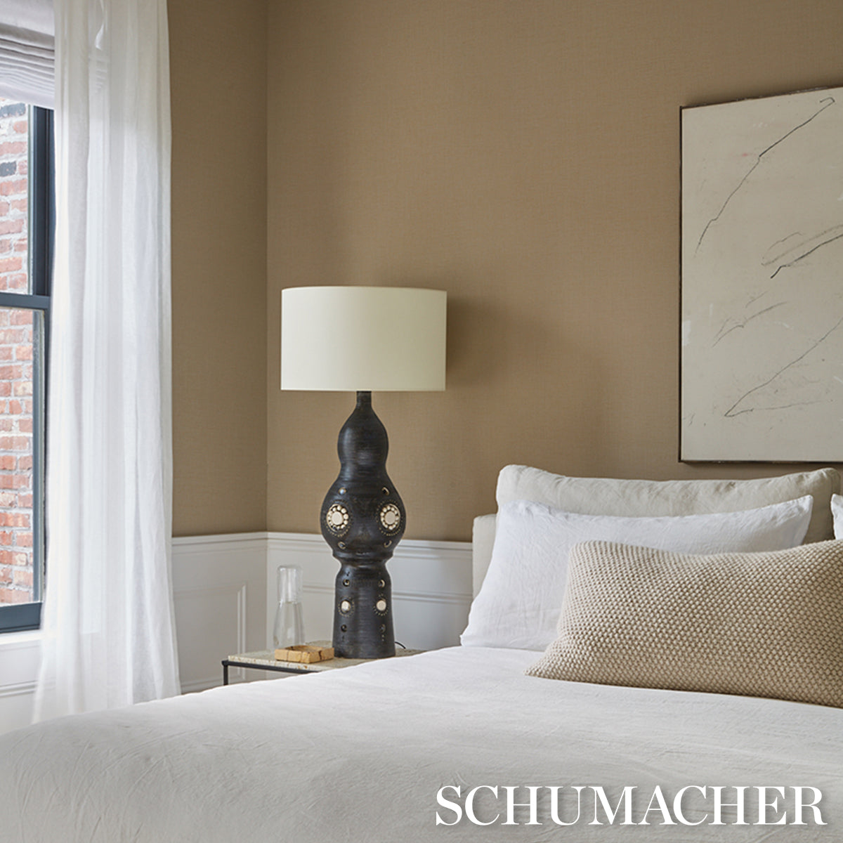 Purchase 5008843 | Kiko Paperweave, Oat - Schumacher Wallpaper