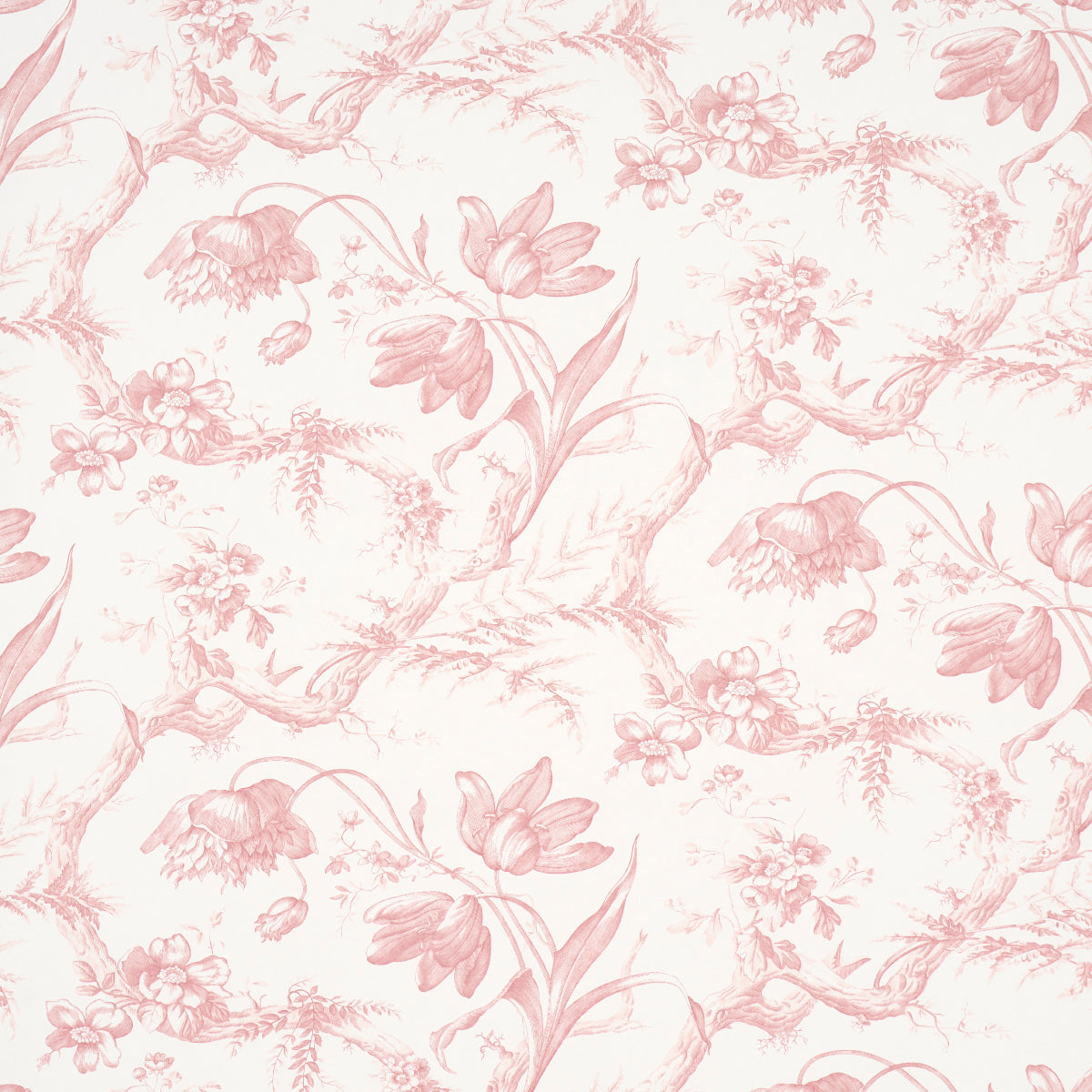 Purchase 5009123 | Toile De Fleurs, Pink - Schumacher Wallpaper