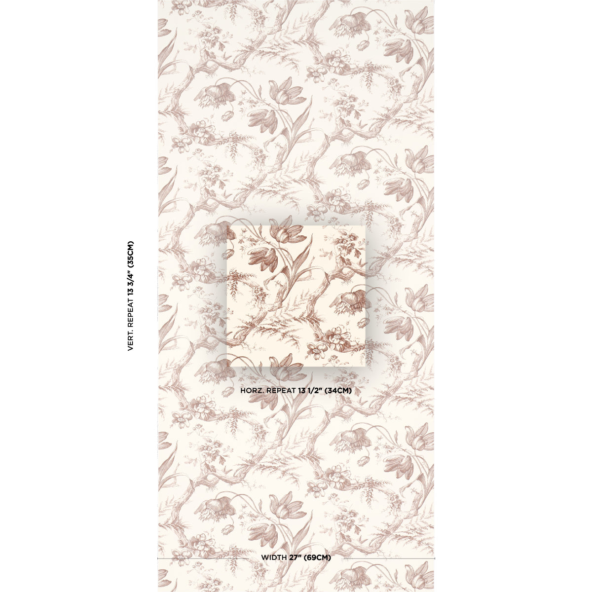 Purchase 5009124 | Toile De Fleurs, Fawn - Schumacher Wallpaper