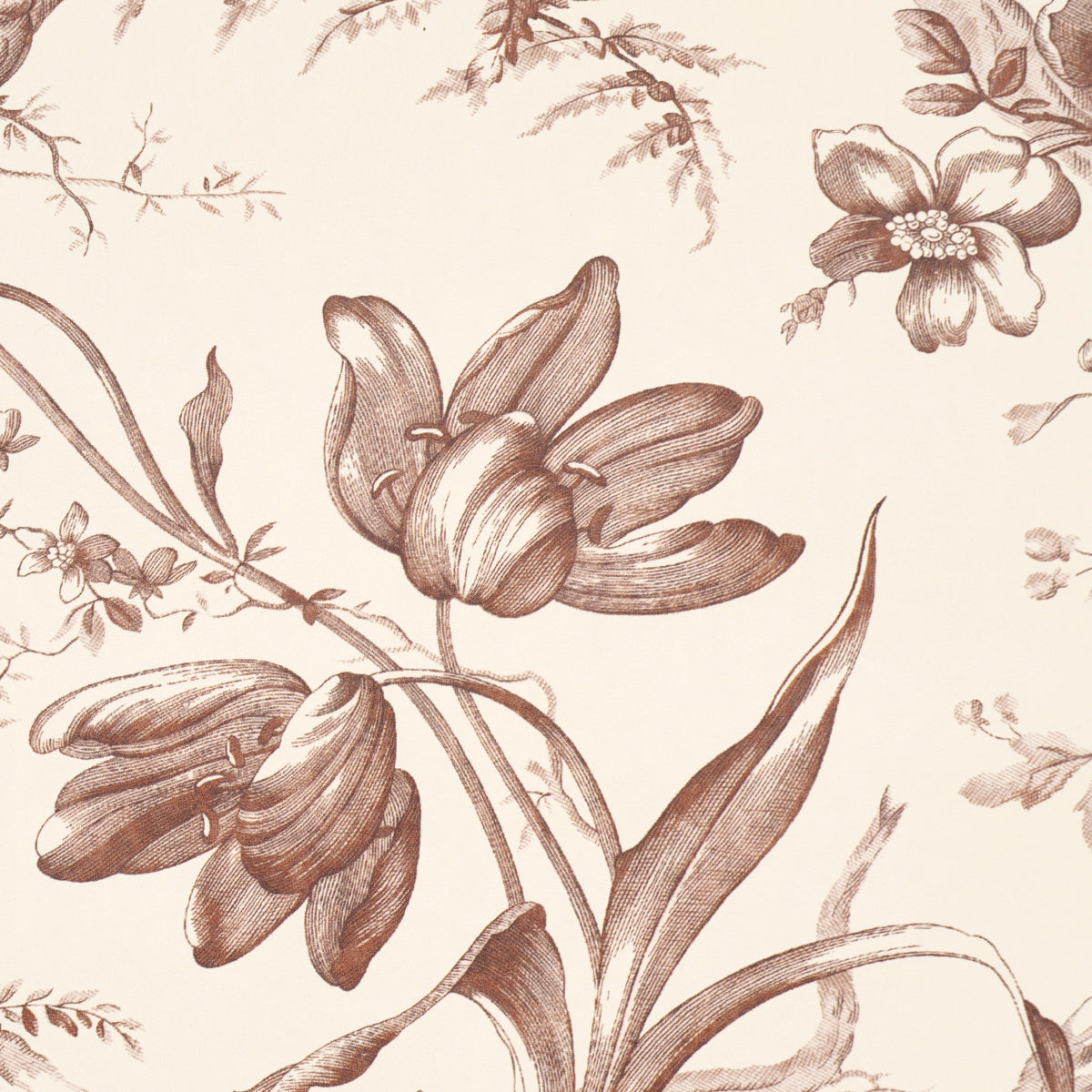 Purchase 5009124 | Toile De Fleurs, Fawn - Schumacher Wallpaper