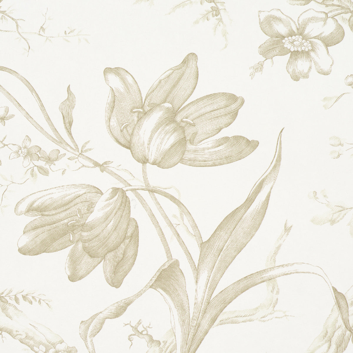 5009125 | Toile De Fleurs, Birch - Schumacher Wallpaper