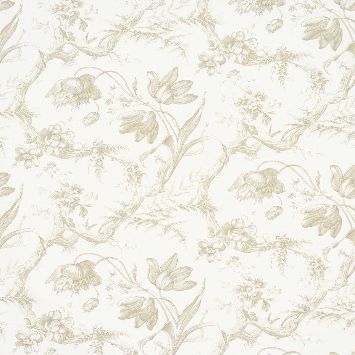 Purchase 5009125 | Toile De Fleurs, Birch - Schumacher Wallpaper