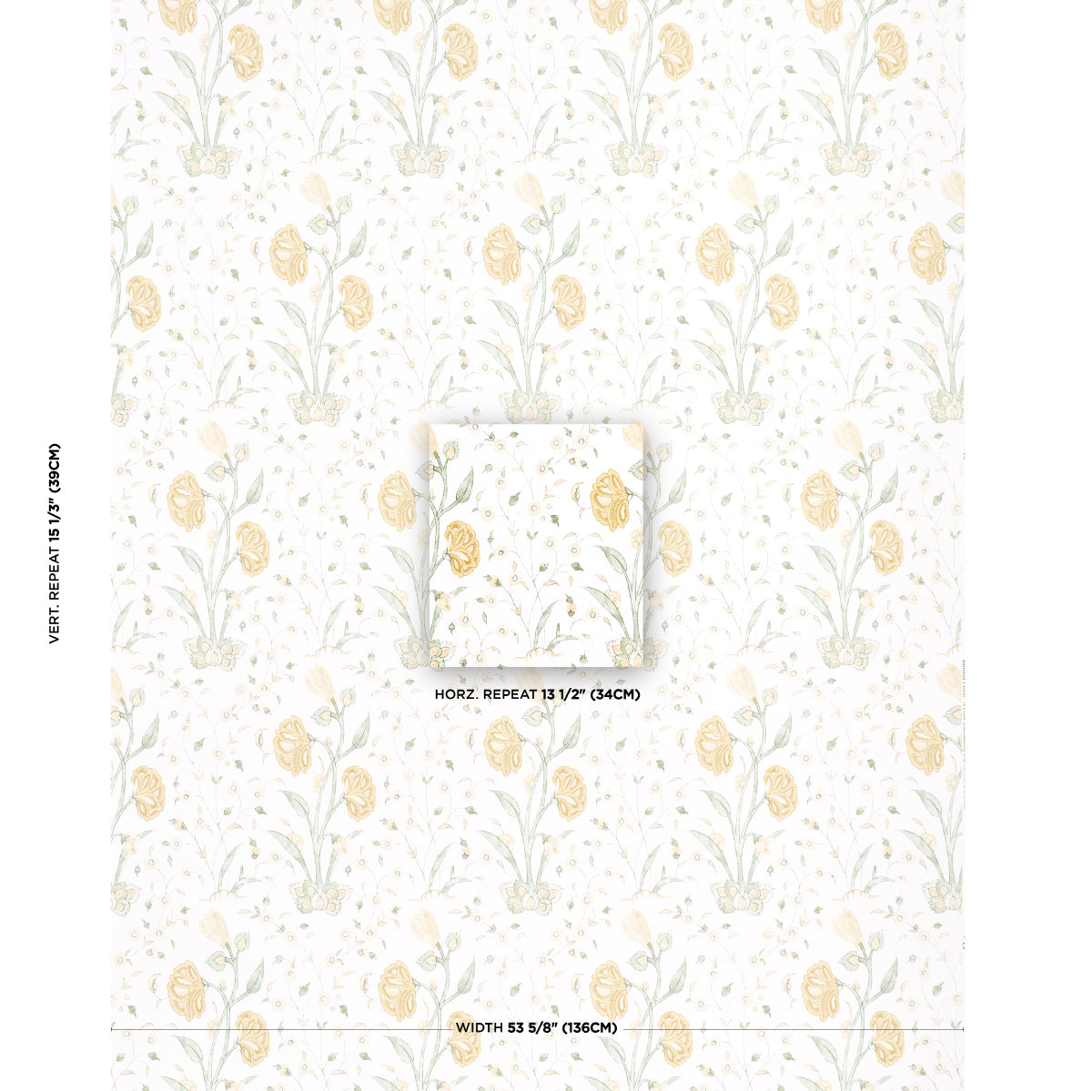 5009954 | Khilana Floral, Marigold - Schumacher Wallpaper