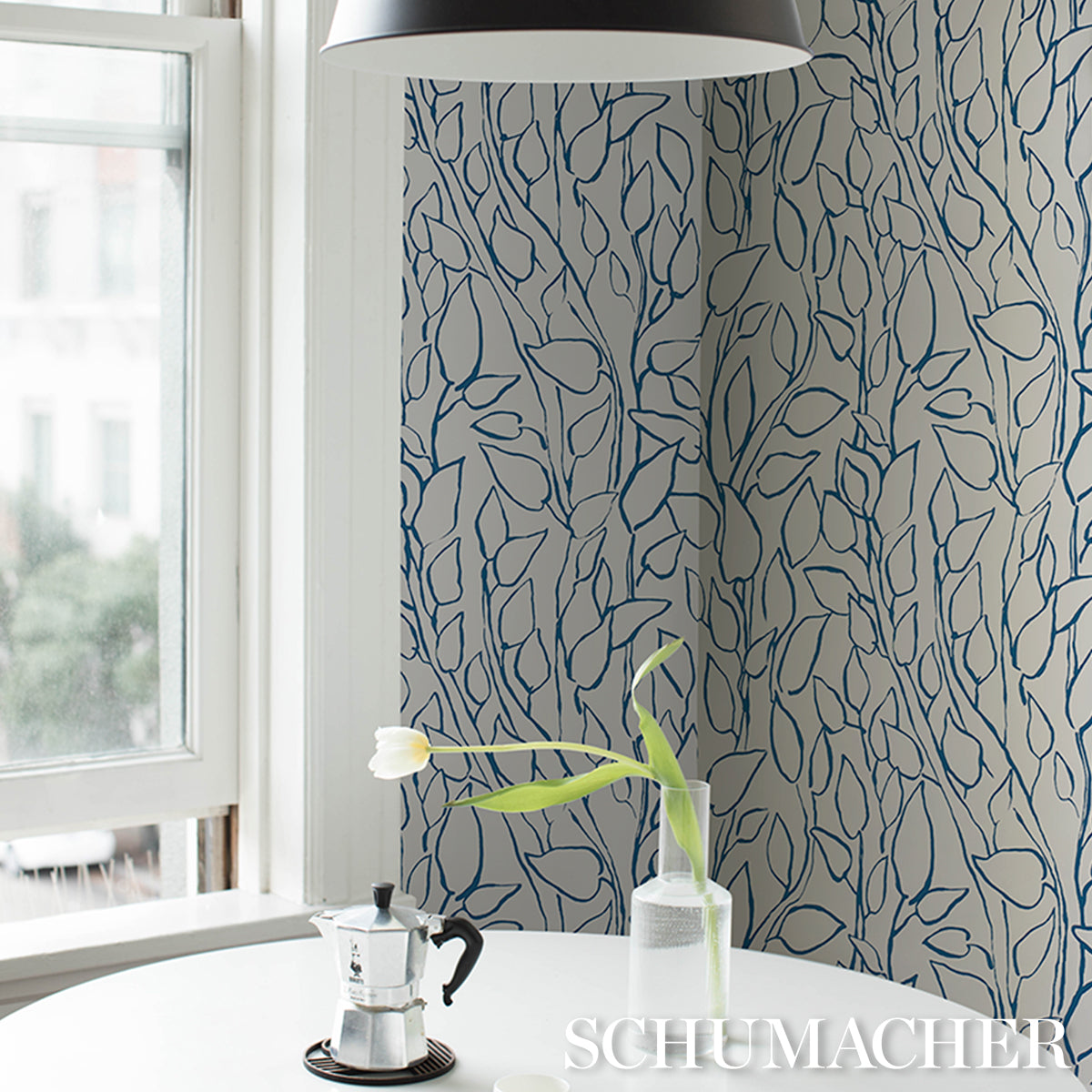 Purchase 5010073 | Solandra Vine, Navy - Schumacher Wallpaper