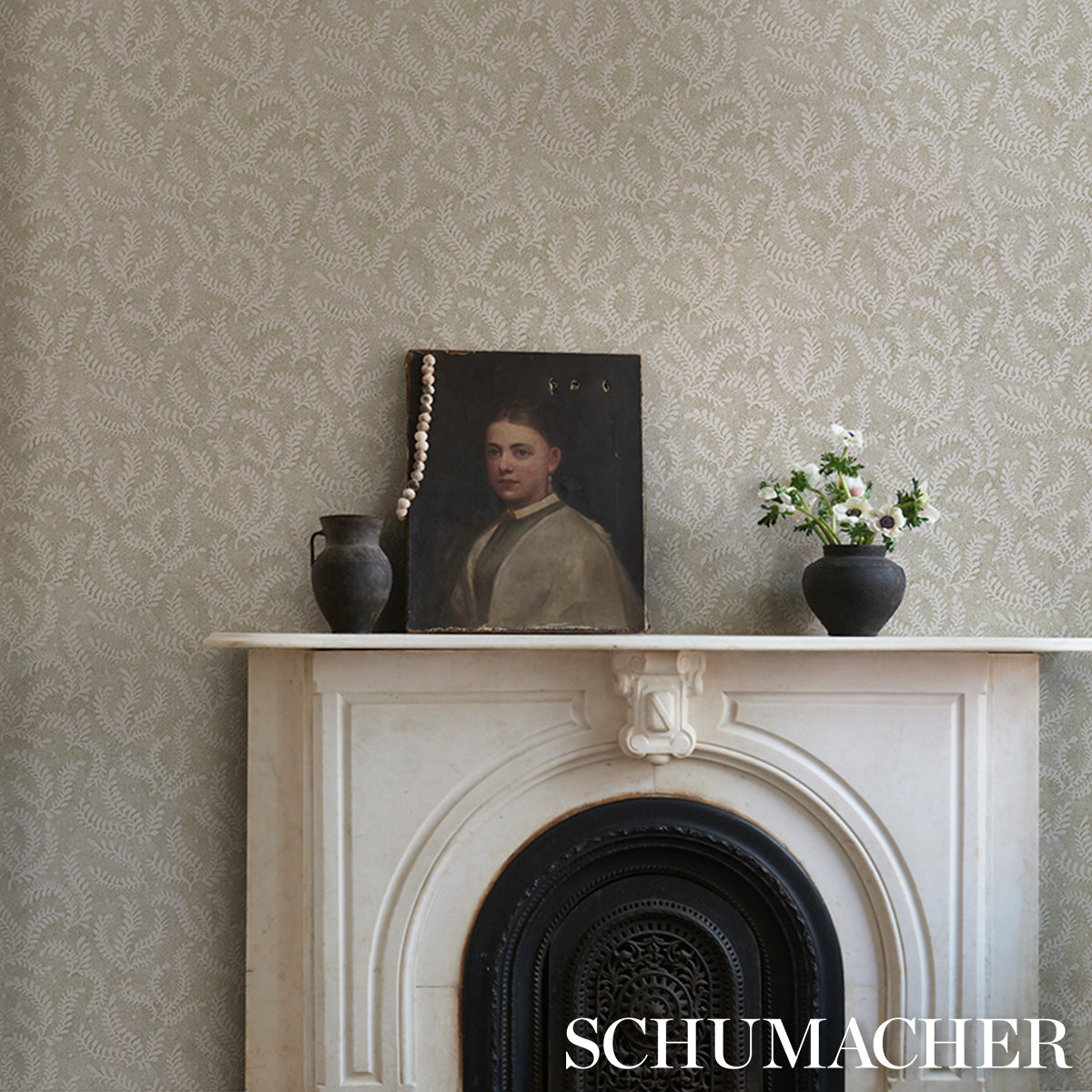 Purchase 5010383 | Etched Fern, Green - Schumacher Wallpaper