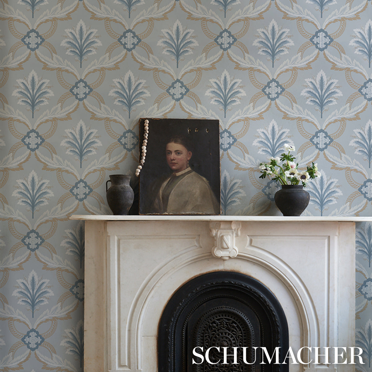 Purchase 5013152 | Front Waltz, Light Blue - Schumacher Wallpaper