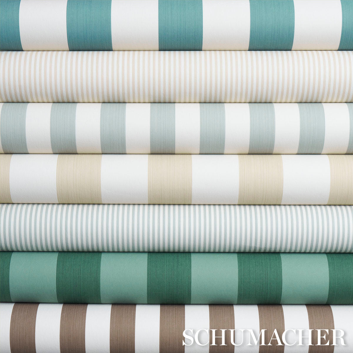 5013020  Textured Linen Stripe, White - Schumacher Wallpaper