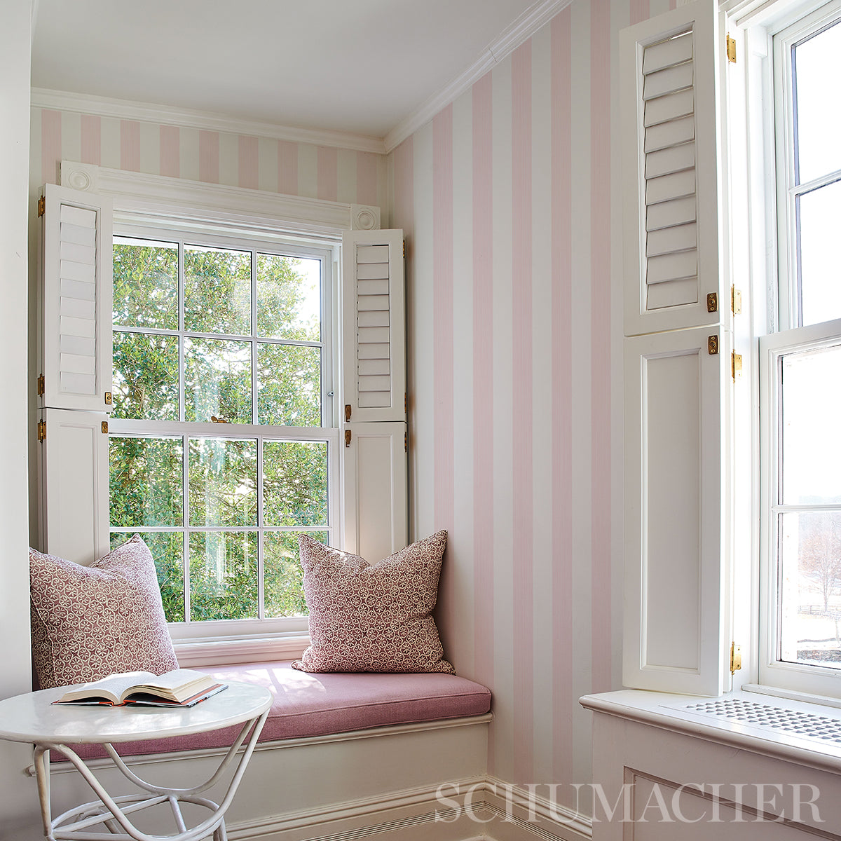 Purchase 5013620 | Edwin Stripe Wide, Petal - Schumacher Wallpaper