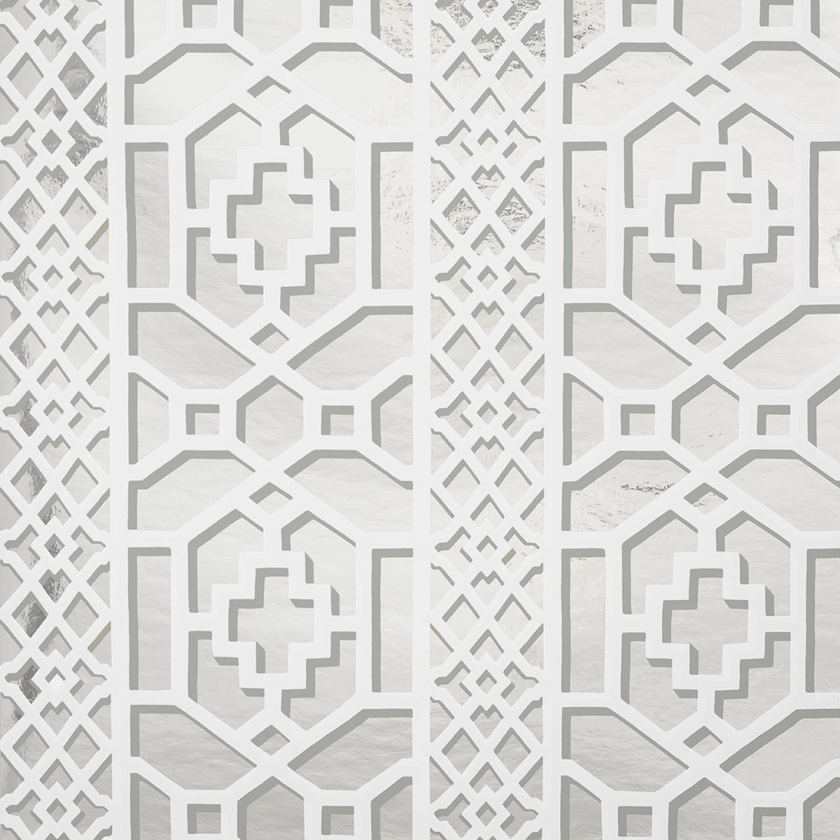 Purchase 5013641 | Zanzibar Trellis Mylar, Silver Mylar - Schumacher Wallpaper