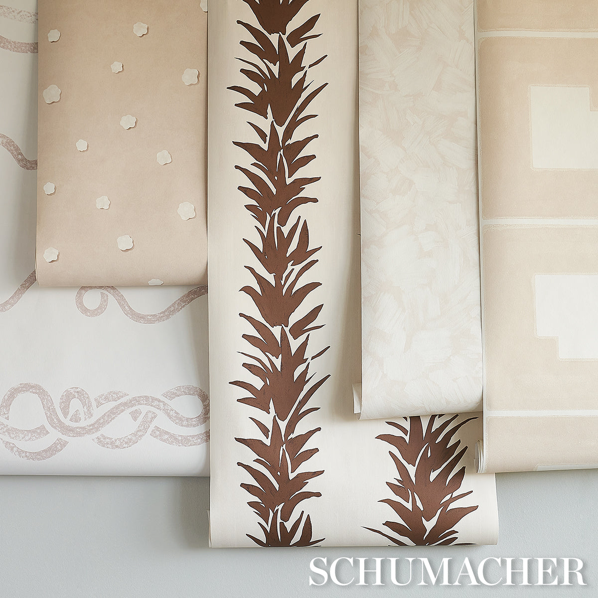 Purchase 5013665 | White Lotus, Cocoa - Schumacher Wallpaper