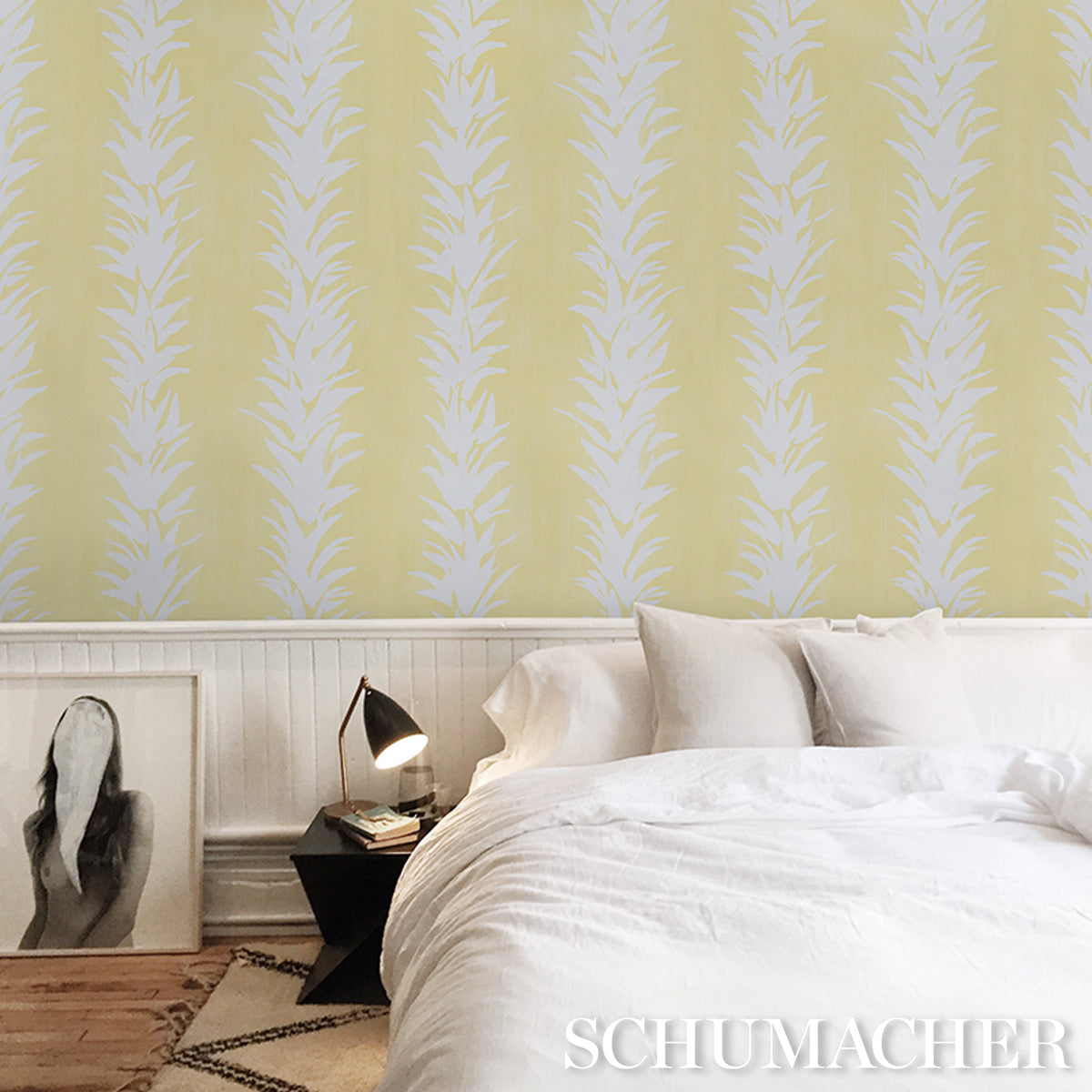Purchase 5013668 | White Lotus, Light Yellow - Schumacher Wallpaper