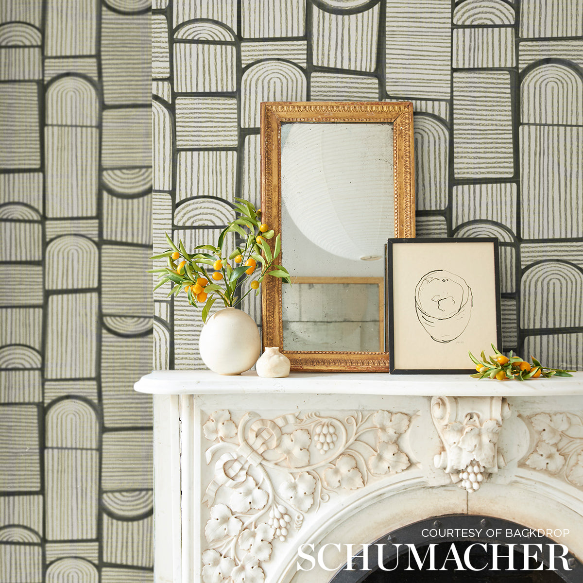 5014821 | Georgia Wildflowers, Neutral - Schumacher Wallpaper