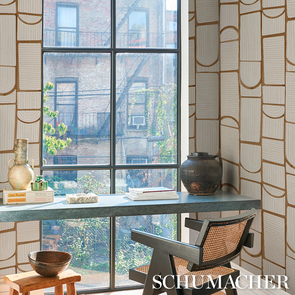 Purchase 5013686 | Bloomsbury, Teak - Schumacher Wallpaper