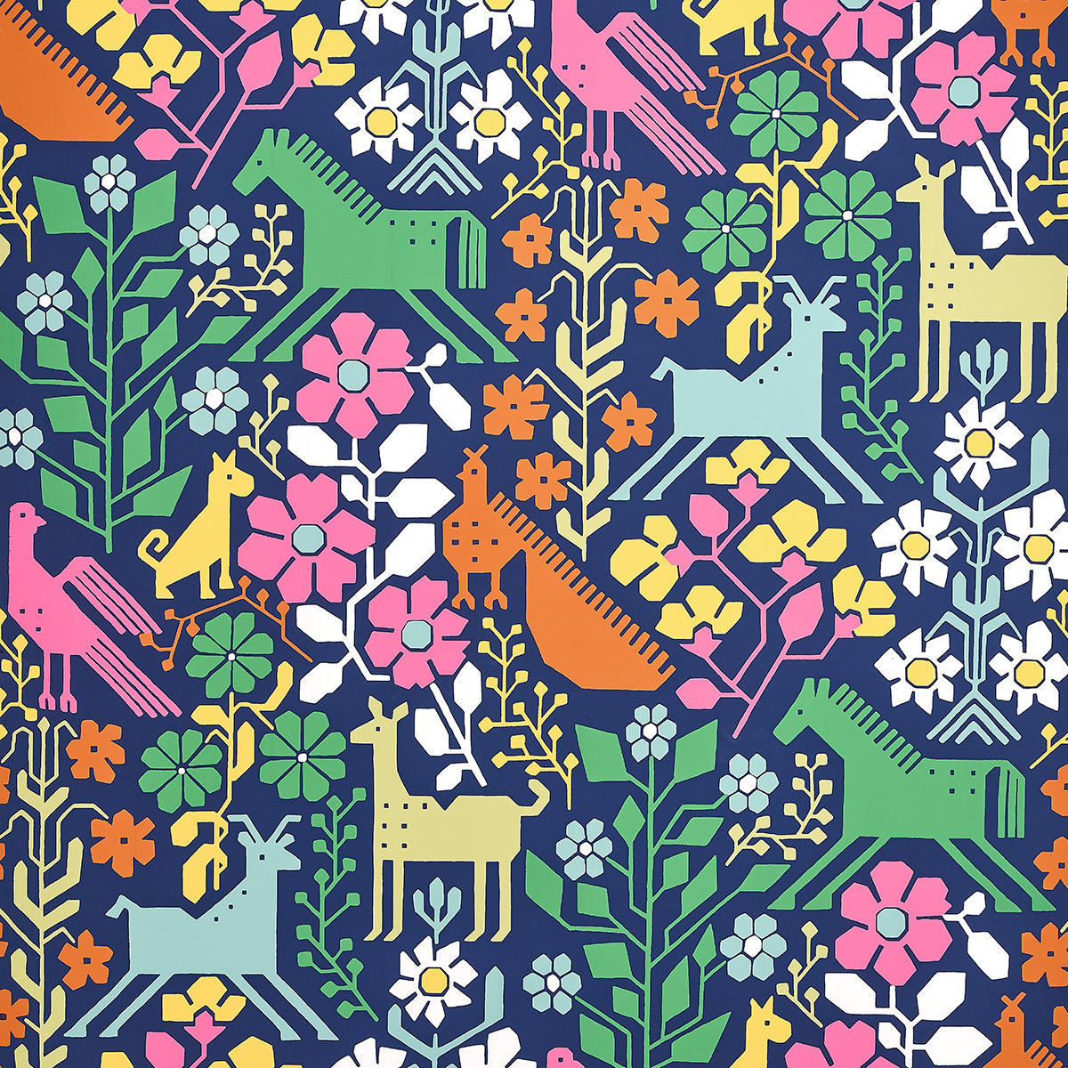 Purchase 5013760 | Lupita, Multi On Navy - Schumacher Wallpaper