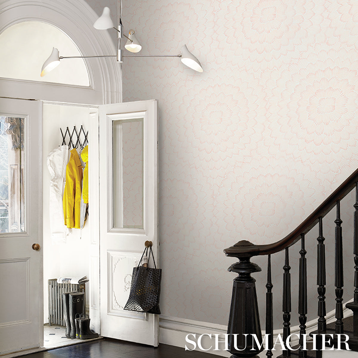 Purchase 5013823 | Feather Bloom, Salmon - Schumacher Wallpaper
