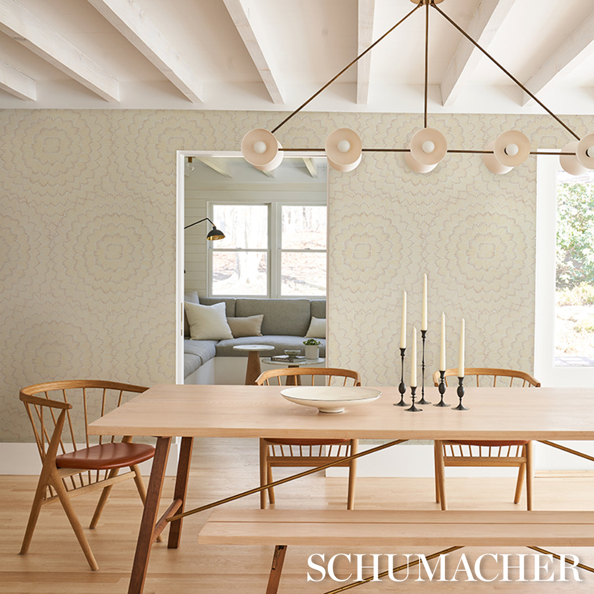 Purchase 5013825 | Feather Bloom, Mustard - Schumacher Wallpaper