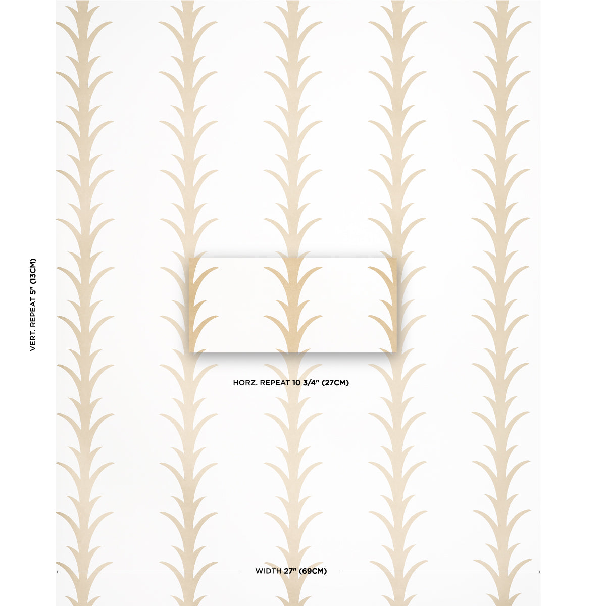 Purchase 5014772 | Acanthus Stripe, Gold On Ivory - Schumacher Wallpaper