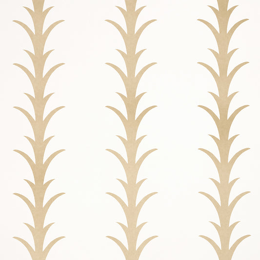 Purchase 5014772 | Acanthus Stripe, Gold On Ivory - Schumacher Wallpaper