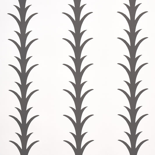Purchase 5014773 | Acanthus Stripe, Carbon On Ivory - Schumacher Wallpaper